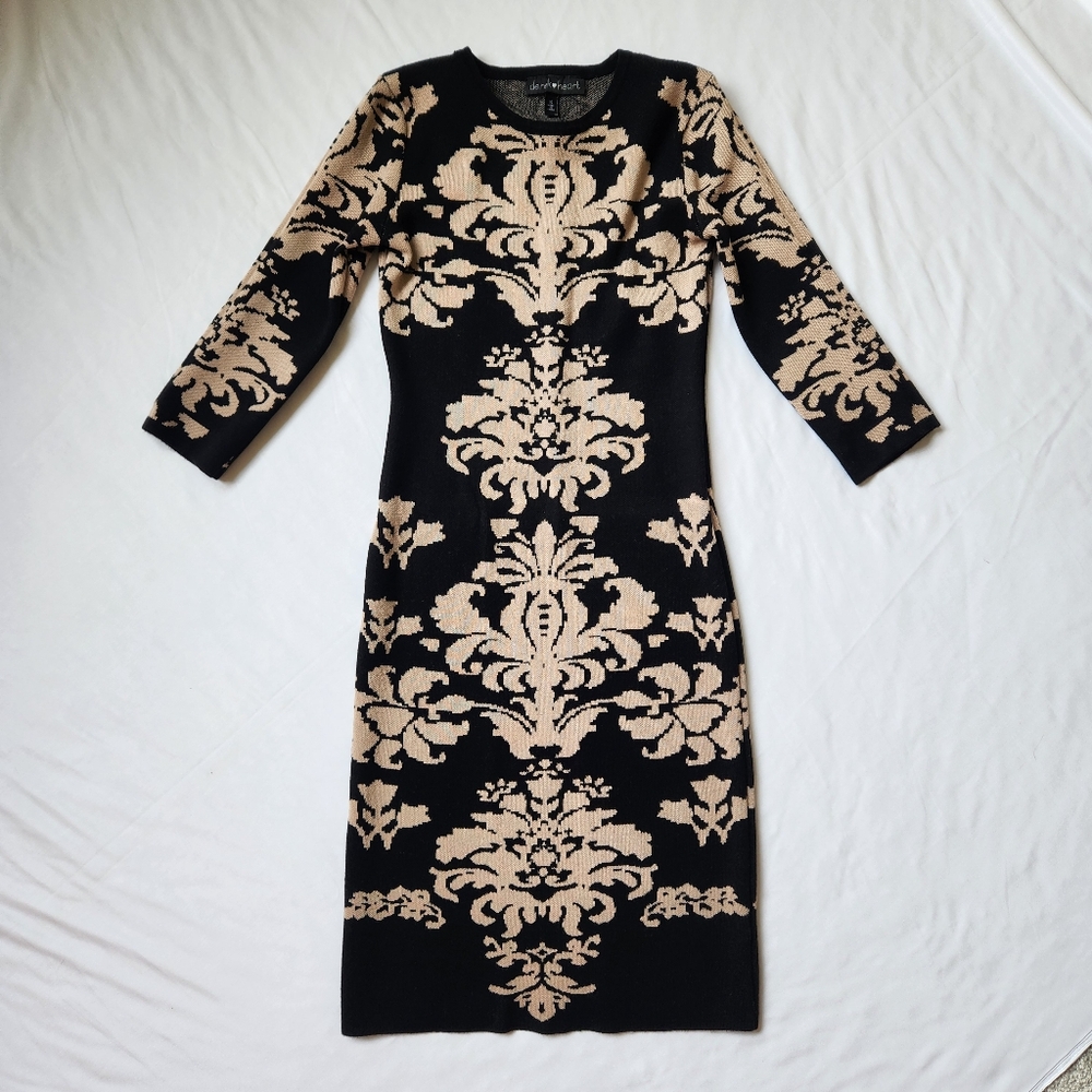 Derek Heart Women Black Casual Sweater 3/4 sleeve Dress S Romantic